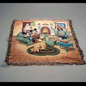 The Disney Mickey Mouse & Friends Fireplace Woven Tapestry Throw Blanket